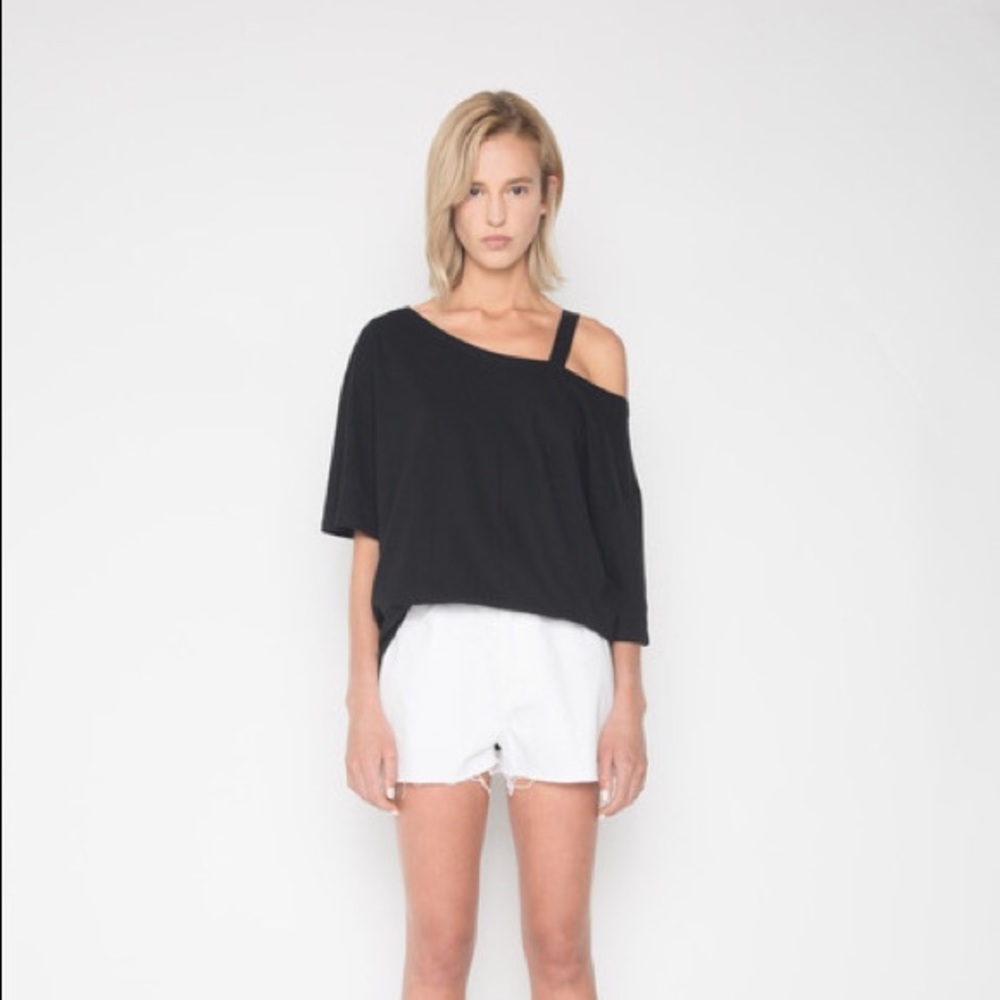 OAK + FORT tie up shoulder shirt in WHITE